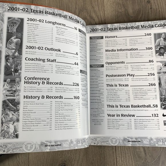 2001-02 Texas Men’s Basketball Media Guide UT University Of Texas Longhorns - Picture 8 of 8